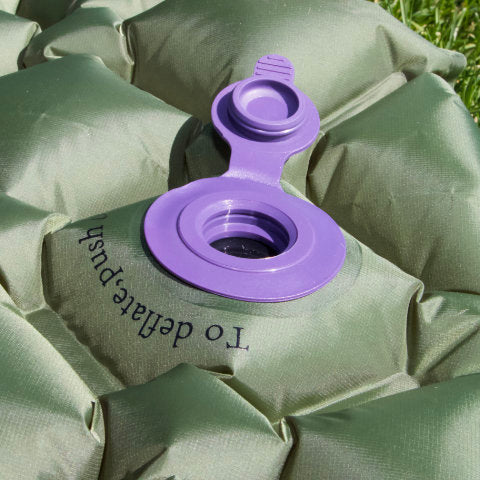 Close view of the easy to use air inlet and outlet valve on the Junco Sleeping Pad